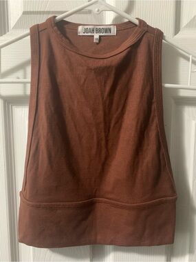 Joah Brown Ribbed Sleeveless Tank Top in Rust Brown